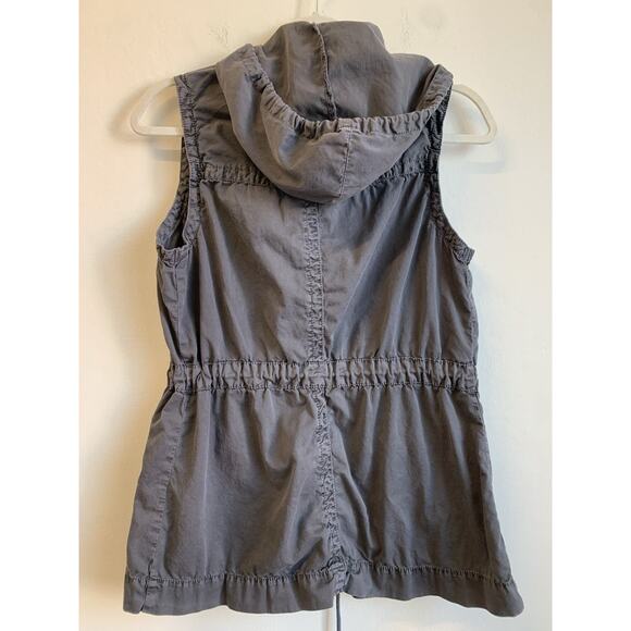 MUDD Women’s Vest Utility Full Zip Snap Hooded Cargo Washed Gray Size Medium - Picture 7 of 7